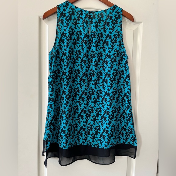 Worthington Turquoise & Black Patterned Sleeveless Blouse Women’s Size Medium - Picture 3 of 14